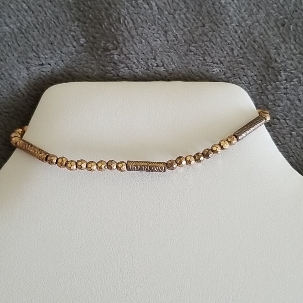 Elastic Bronze-colored Bead Bracelet